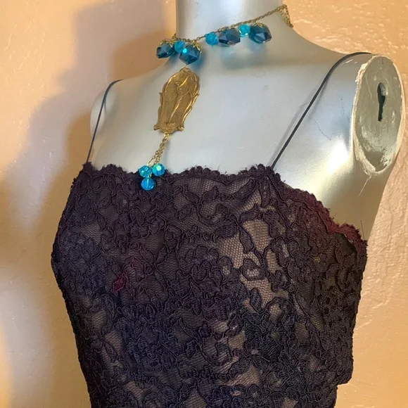 COPY - Vintage Miss Elliette California Black Lace Dress.  Sz 8 - Picture 5 of 5